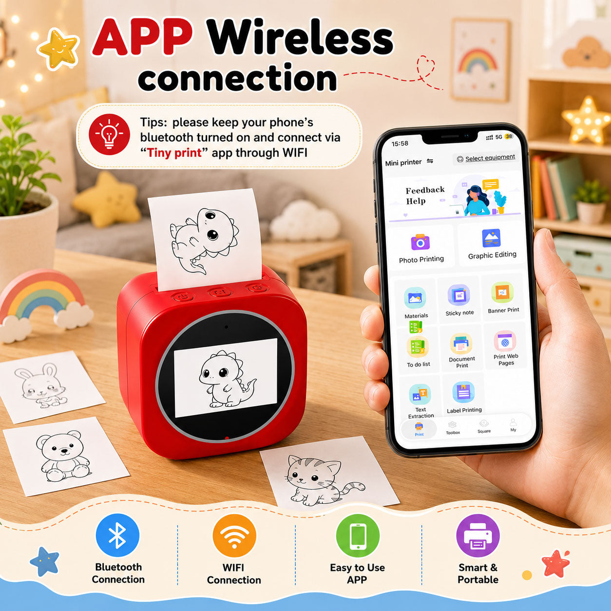 Mini Portable AI Printer