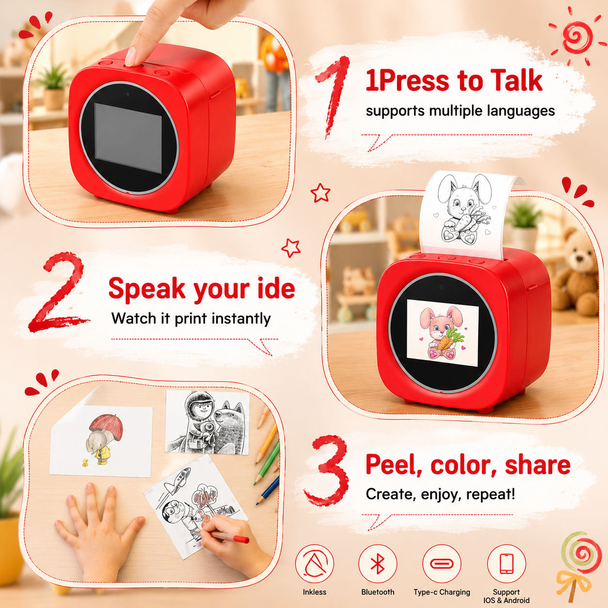 Mini Portable AI Printer