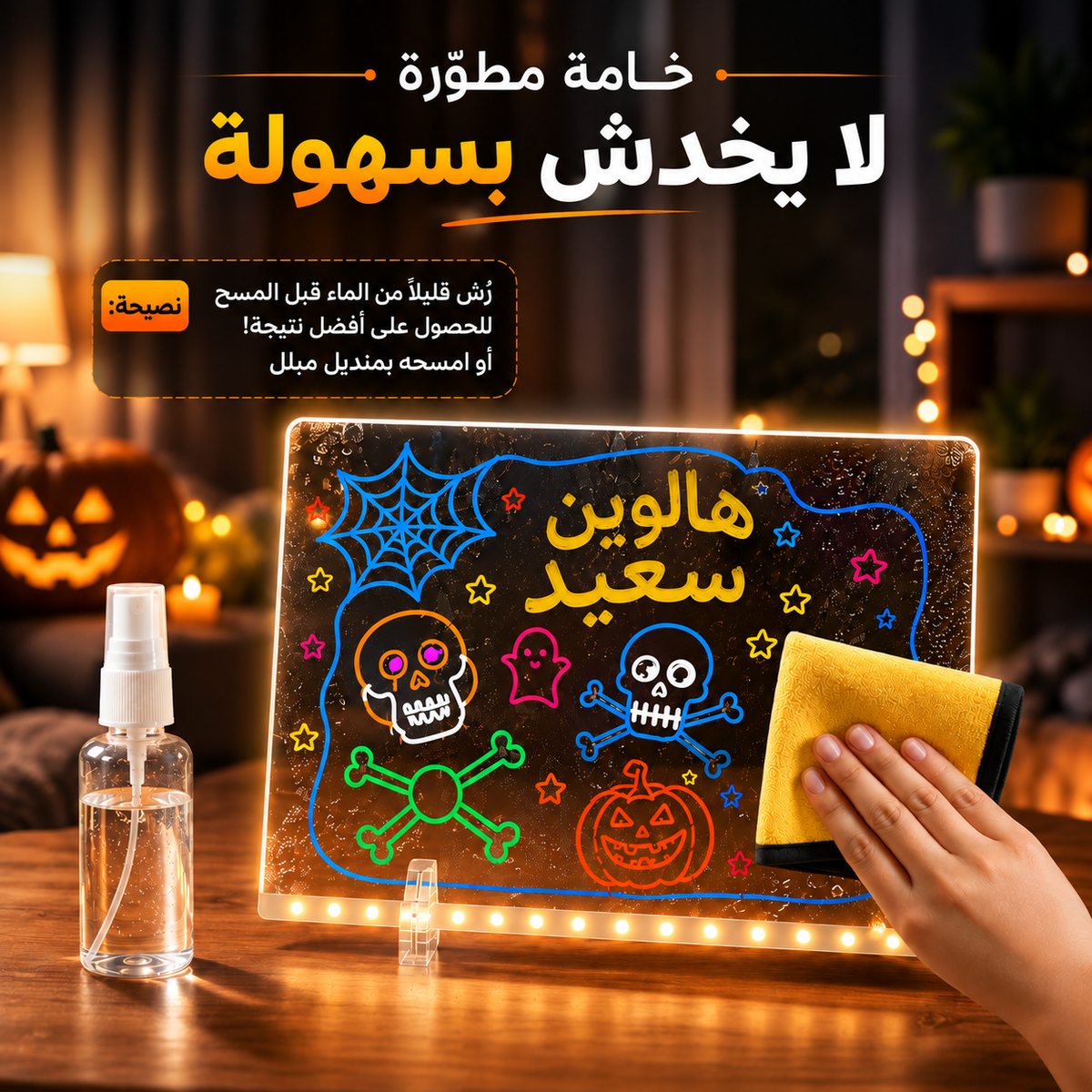 ✨ 3D Magic Glow™ 🎨 لوح رسم LED قابل لإعادة الاستخدام