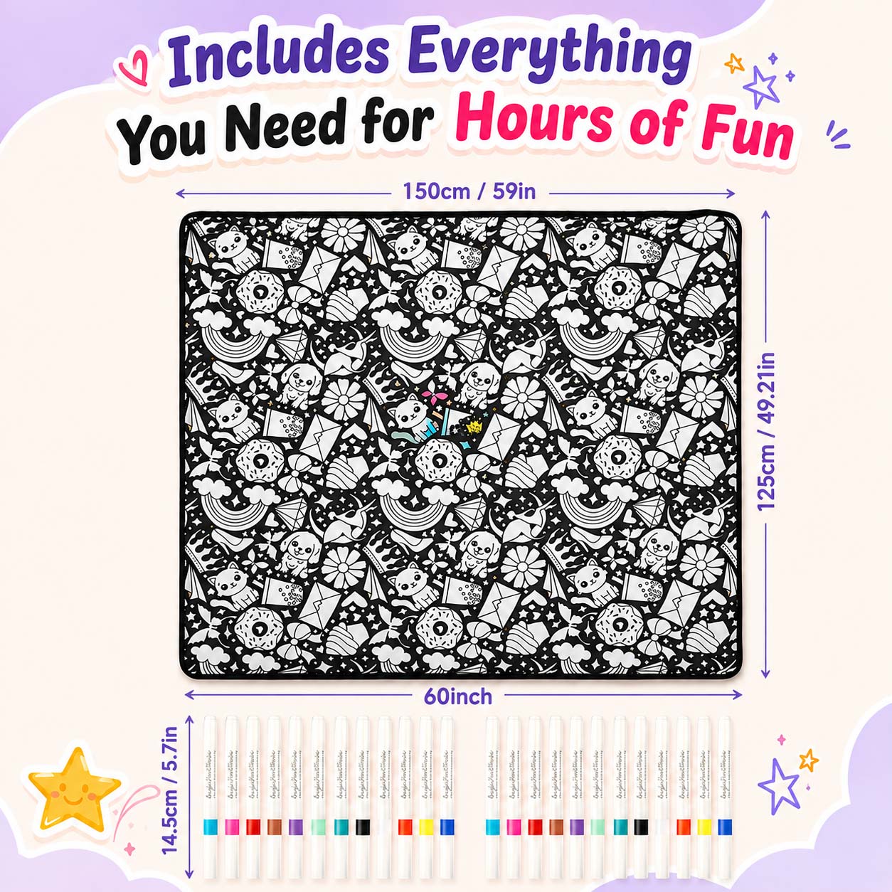 Reusable Coloring Blanket – Soft Fabric, Washable for Kids