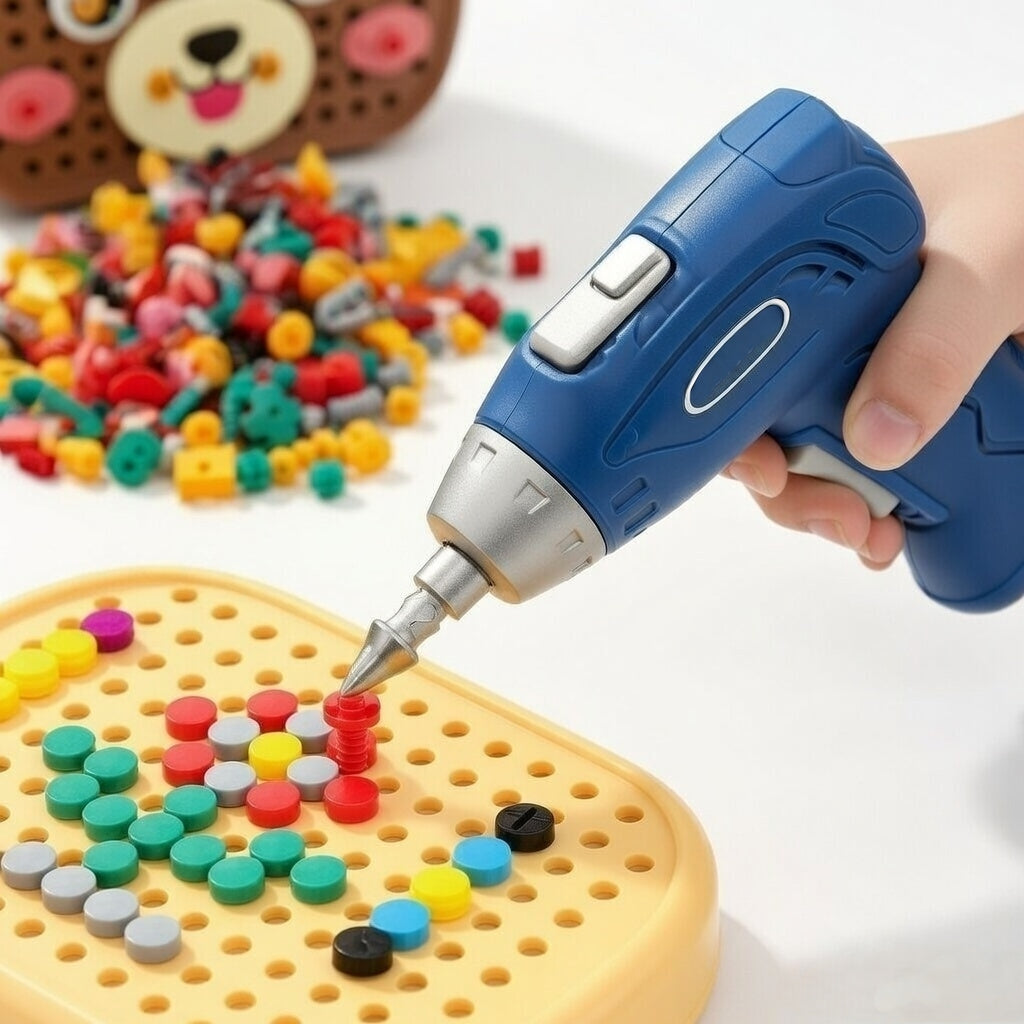 Creative Construction Toolbox Kit with Safe Electric Drill