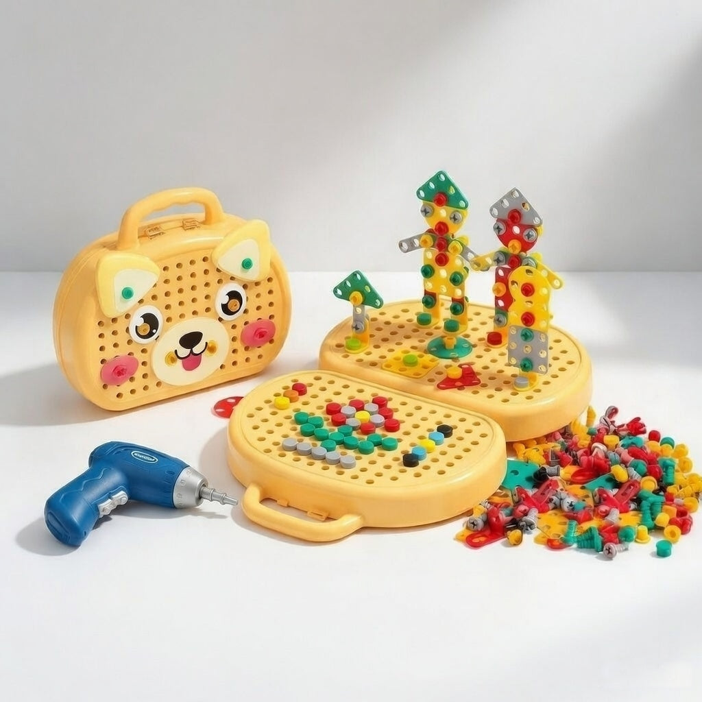 Creative Construction Toolbox Kit with Safe Electric Drill