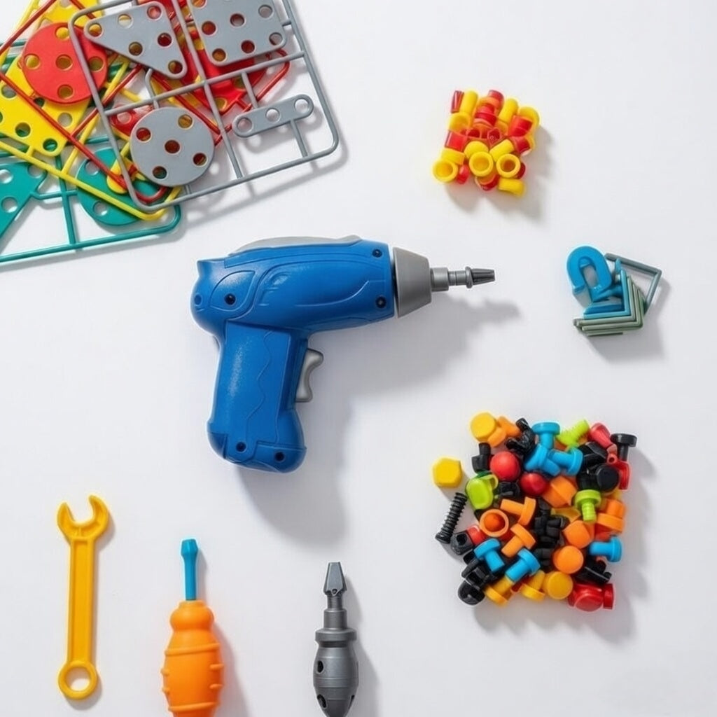 Creative Construction Toolbox Kit with Safe Electric Drill