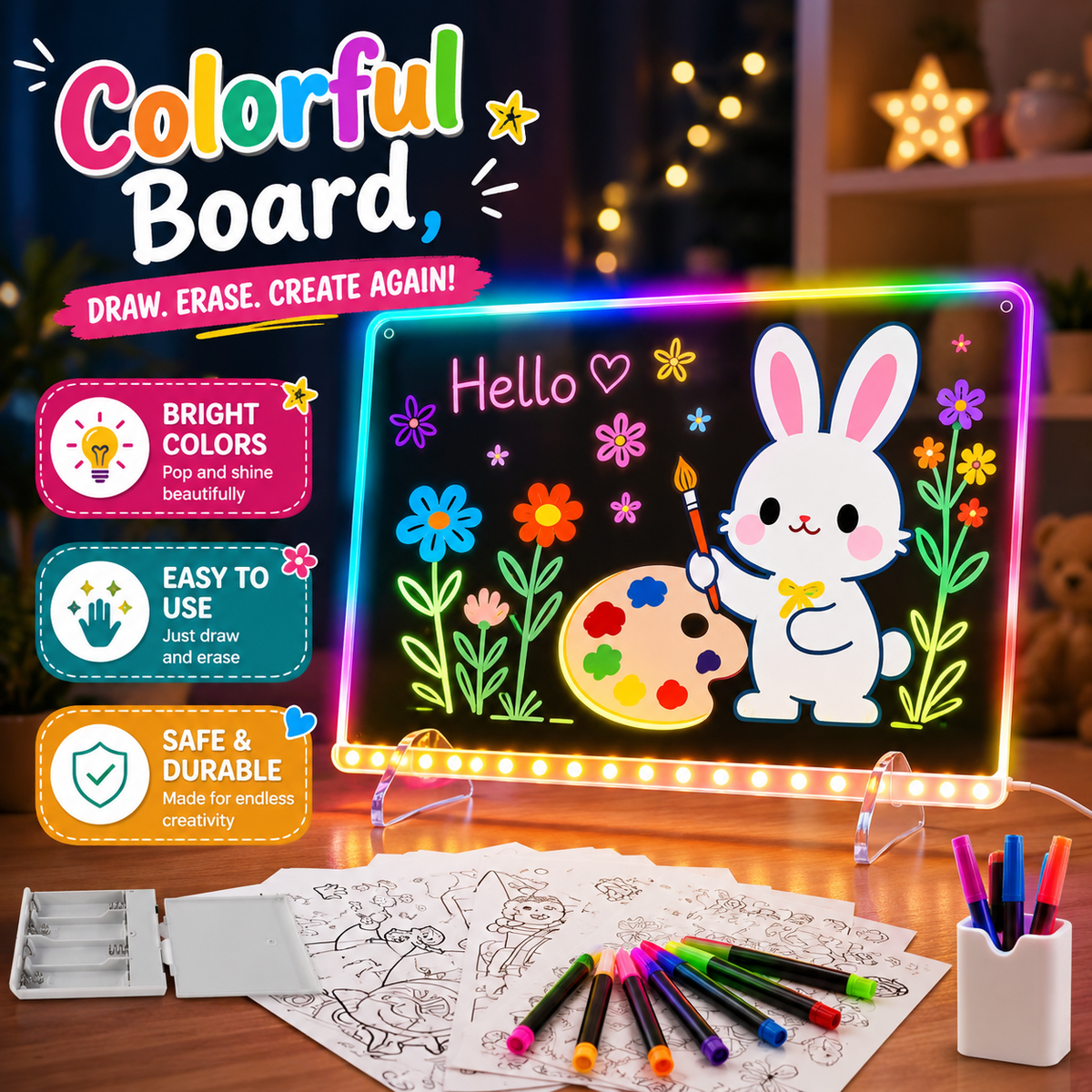 لوحة رسم مضيئة بألوان LED