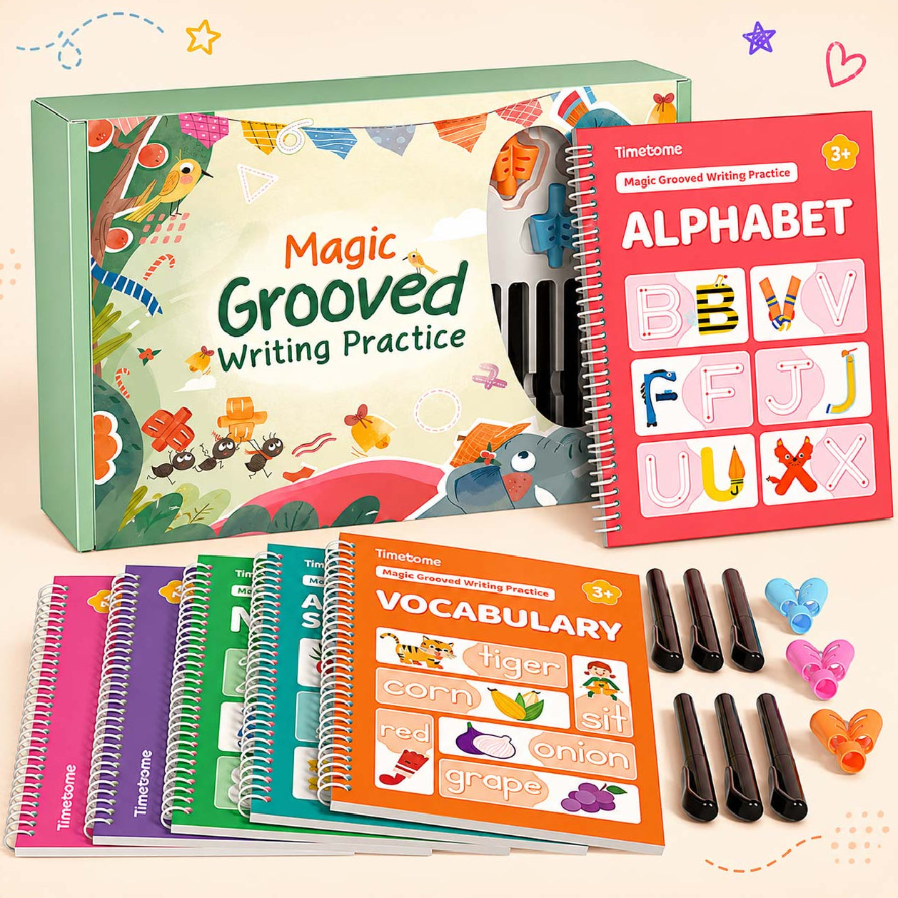 Reusable Handwriting Book – Deep Grooved Tracing Lines with Disappearing Ink