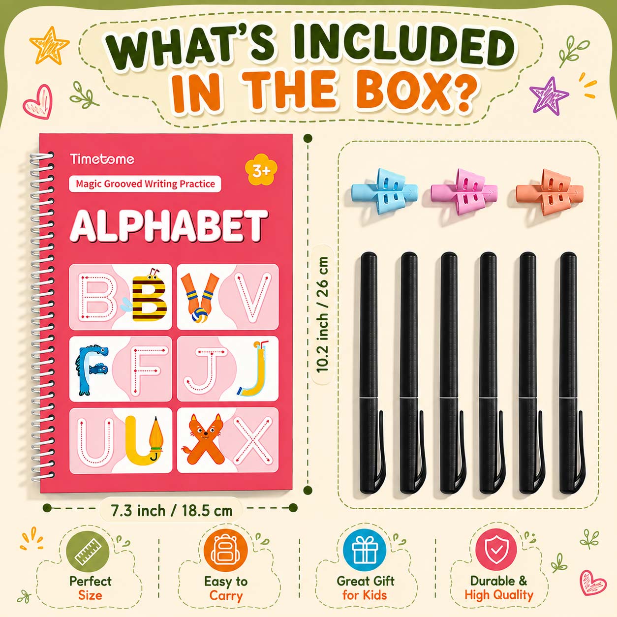 Reusable Handwriting Book – Deep Grooved Tracing Lines with Disappearing Ink