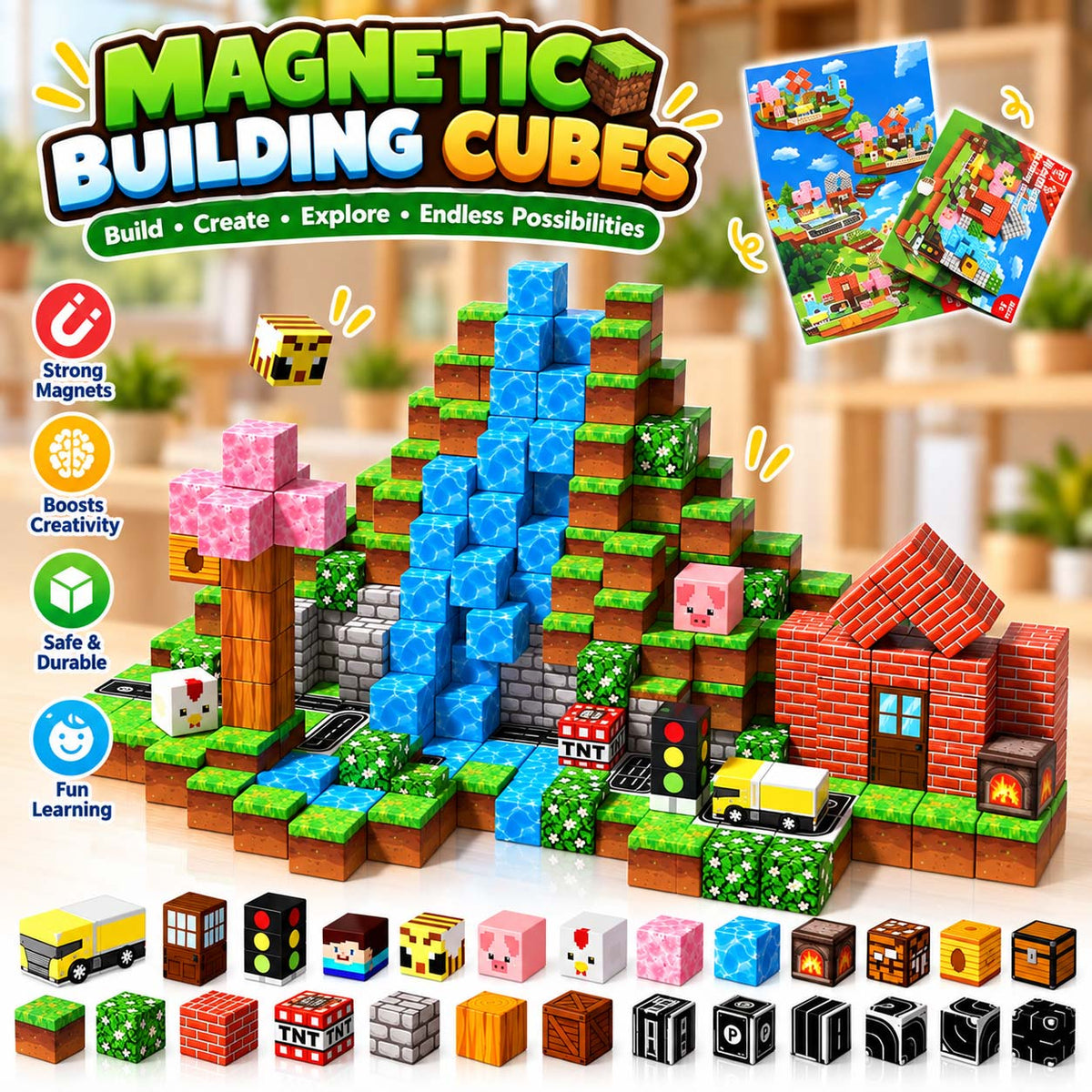 100-Piece Forest Adventure Magnetic Cube Set