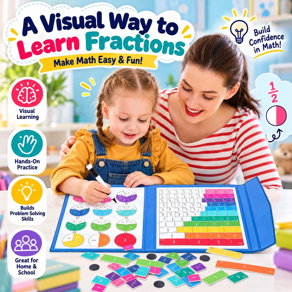 Math Magnets Educational Fraction Set